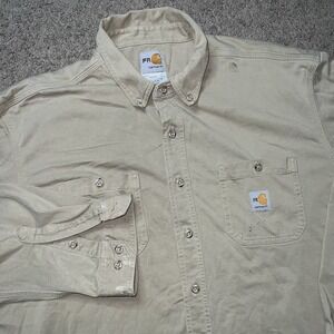 Carhartt FR Shirt Tan Flame Resistant CAT2 Button Up Workwear Men's Size 2XL